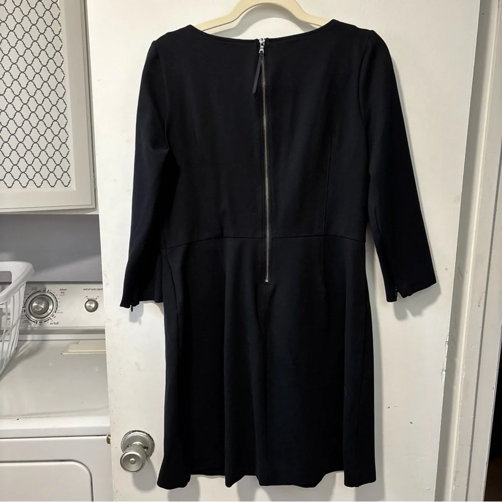 SPANX LBD THE PERFECT A-LINE BLACK DRESS 3/4 SLEEVES STRETCH ZIPPER BACK SIZE L - Picture 9 of 11
